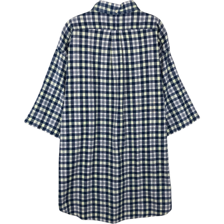Ralph Lauren PURCELL pullover short-sleeved button-down check shirt, men's size XL (approx.) cotton navy blue type Vintage Second Hand