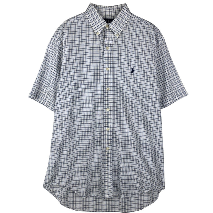 Ralph Lauren BLAKE short sleeve button down check shirt, men's size M cotton white type Vintage Second Hand