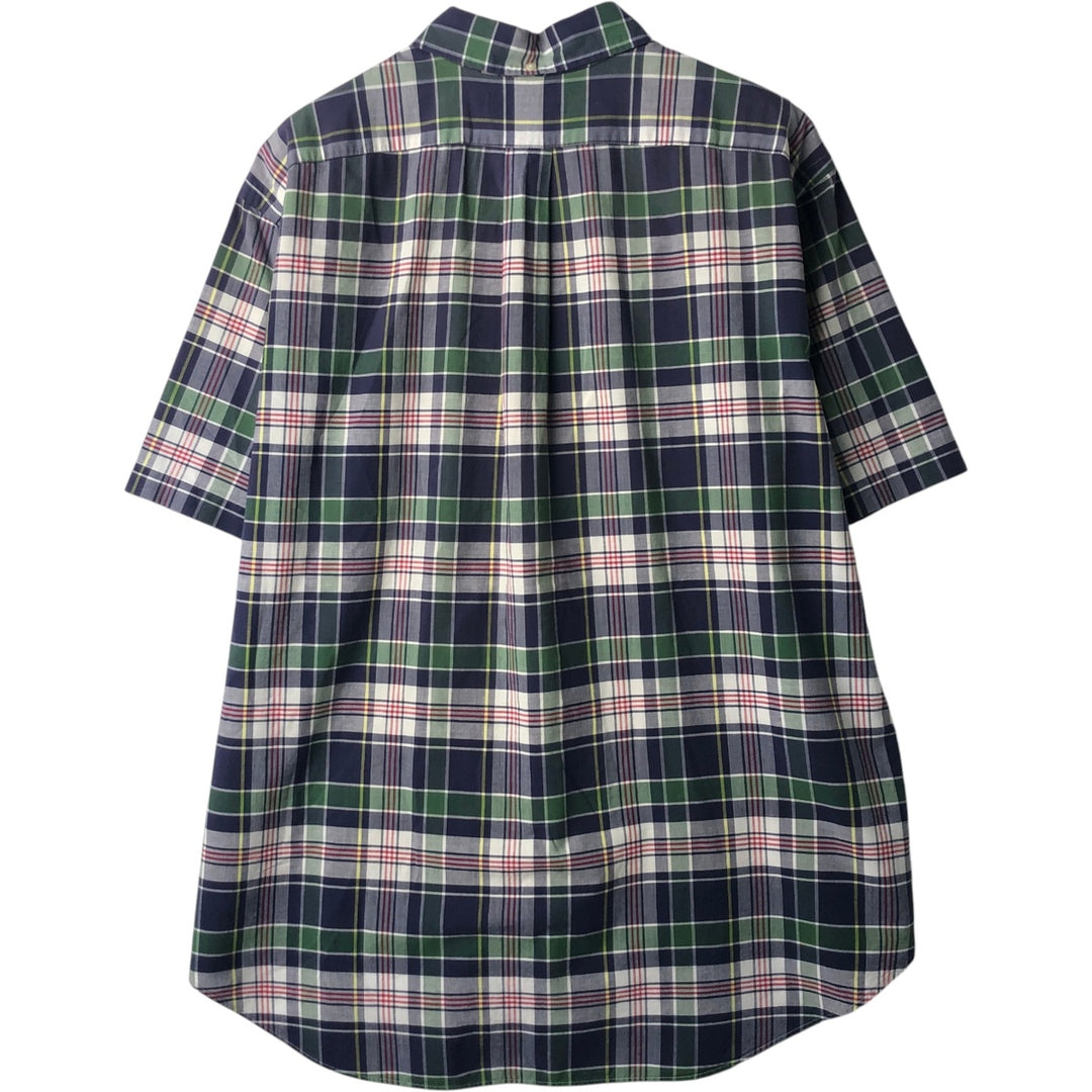 Ralph Lauren Classic Fit short sleeve button down check shirt, men's size XL cotton navy blue type Vintage Second Hand