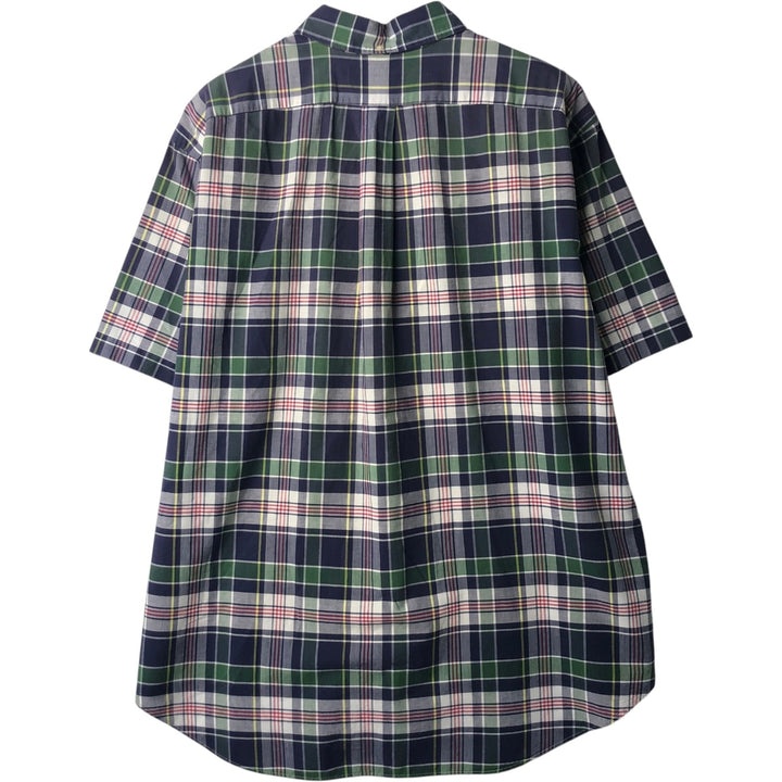 Ralph Lauren Classic Fit short sleeve button down check shirt, men's size XL cotton navy blue type Vintage Second Hand