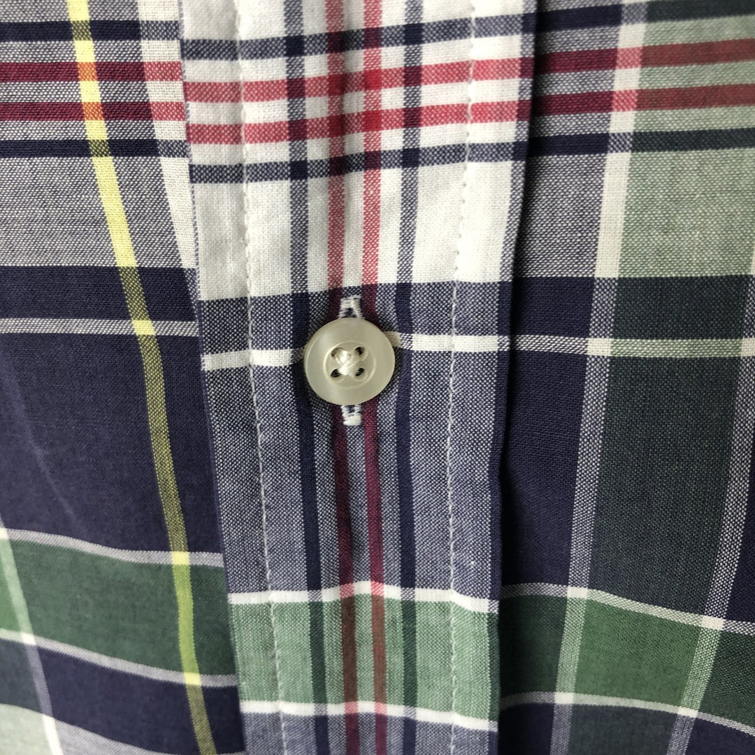 Ralph Lauren Classic Fit short sleeve button down check shirt, men's size XL cotton navy blue type Vintage Second Hand
