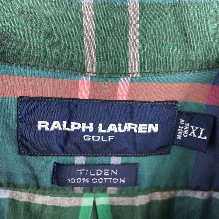Ralph Lauren RALPH LAUREN GOLF TILDEN short sleeve button down check shirt men's XL equivalent cotton green type Vintage Second Hand