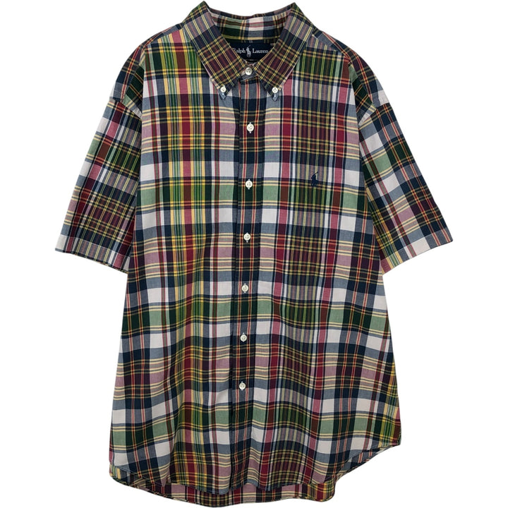 Ralph Lauren Classic Fit short sleeve button down check shirt, men's size XL cotton multicolor Vintage Second Hand