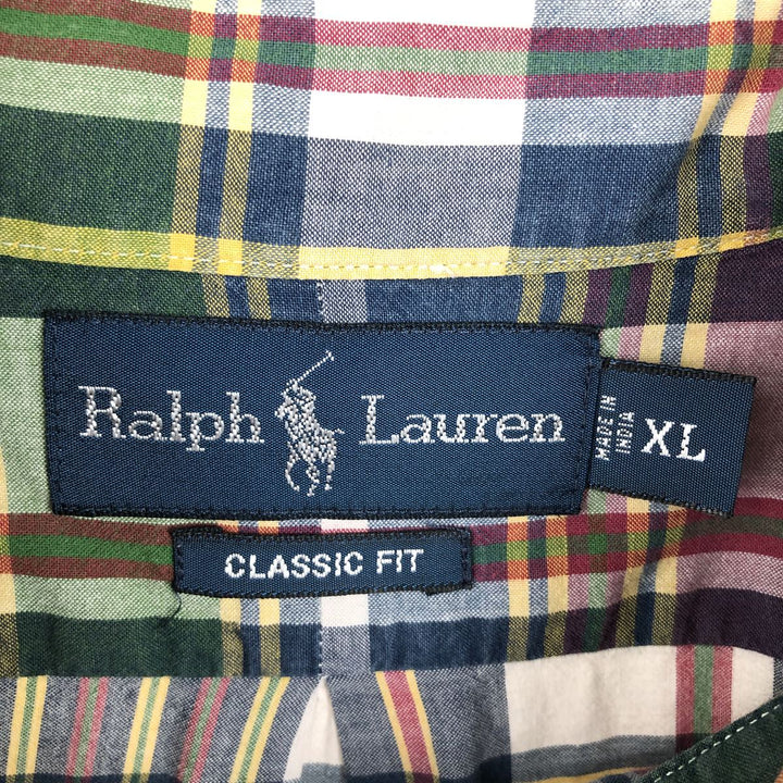 Ralph Lauren Classic Fit short sleeve button down check shirt, men's size XL cotton multicolor Vintage Second Hand