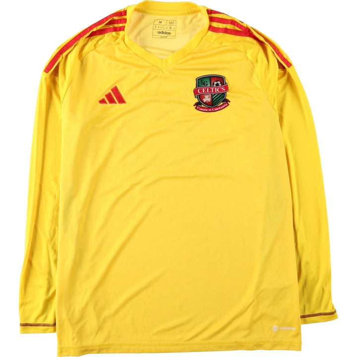 Adidas AEROREADY Long-Sleeve V-Neck Soccer Uniform Game Shirt, Men's Size M (approx.) polyester yellow type Vintage Second Hand