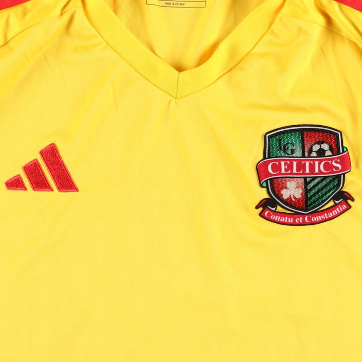 Adidas AEROREADY Long-Sleeve V-Neck Soccer Uniform Game Shirt, Men's Size M (approx.) polyester yellow type Vintage Second Hand