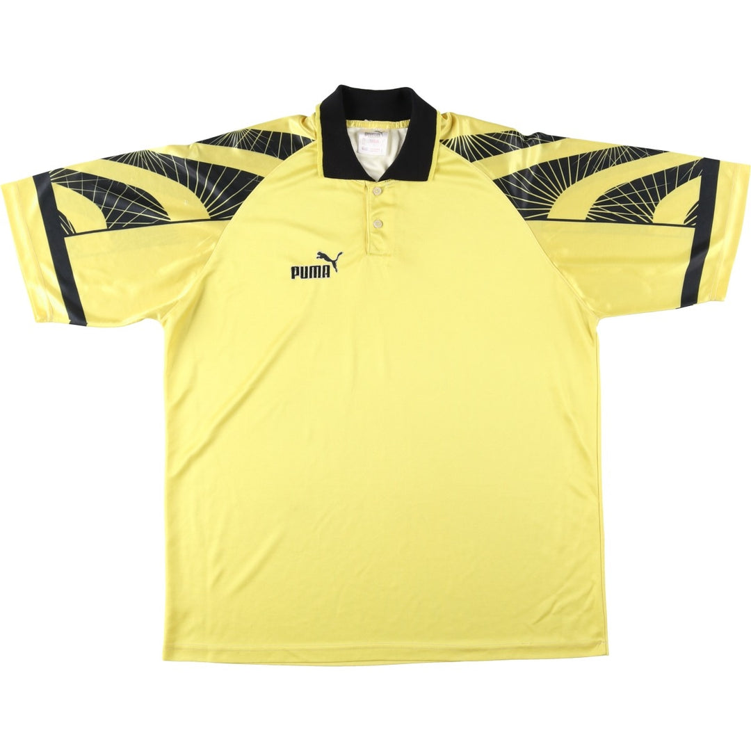90'S Puma Wide Collar Soccer Uniform Game Shirt, Men's Size XL (Equivalent), Vintage polyester yellow type Vintage Second Hand