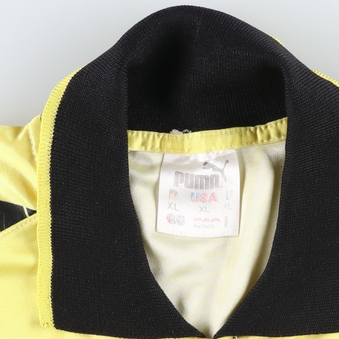 90'S Puma Wide Collar Soccer Uniform Game Shirt, Men's Size XL (Equivalent), Vintage polyester yellow type Vintage Second Hand
