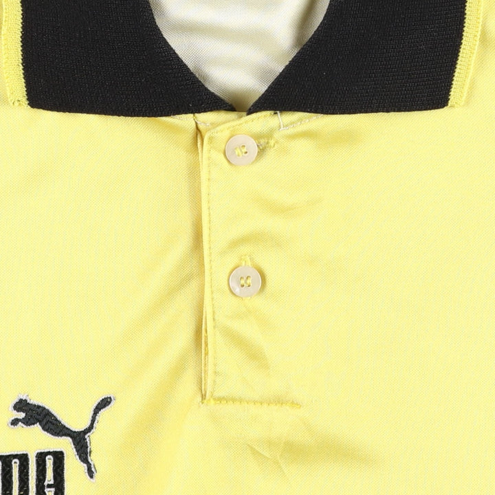 90'S Puma Wide Collar Soccer Uniform Game Shirt, Men's Size XL (Equivalent), Vintage polyester yellow type Vintage Second Hand