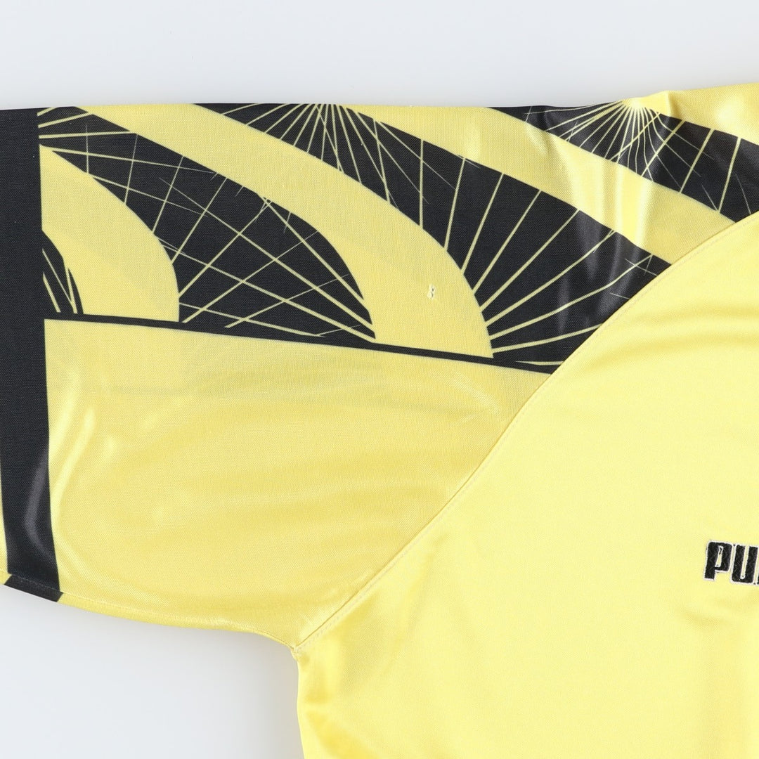 90'S Puma Wide Collar Soccer Uniform Game Shirt, Men's Size XL (Equivalent), Vintage polyester yellow type Vintage Second Hand