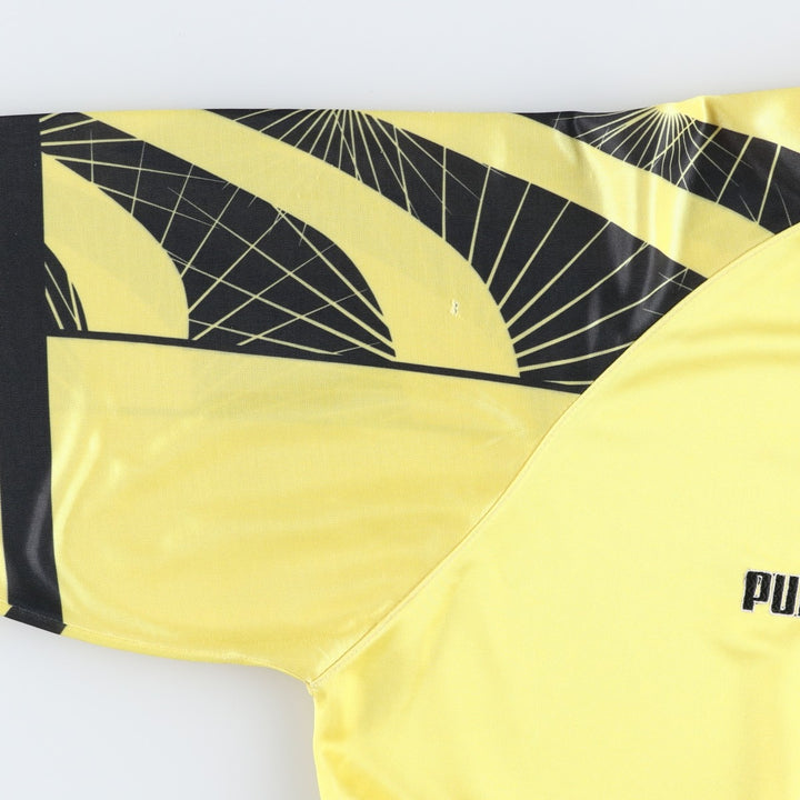 90'S Puma Wide Collar Soccer Uniform Game Shirt, Men's Size XL (Equivalent), Vintage polyester yellow type Vintage Second Hand