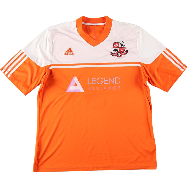 Adidas V-neck soccer uniform game shirt, men's size M (approx.) polyester orange type Vintage Second Hand