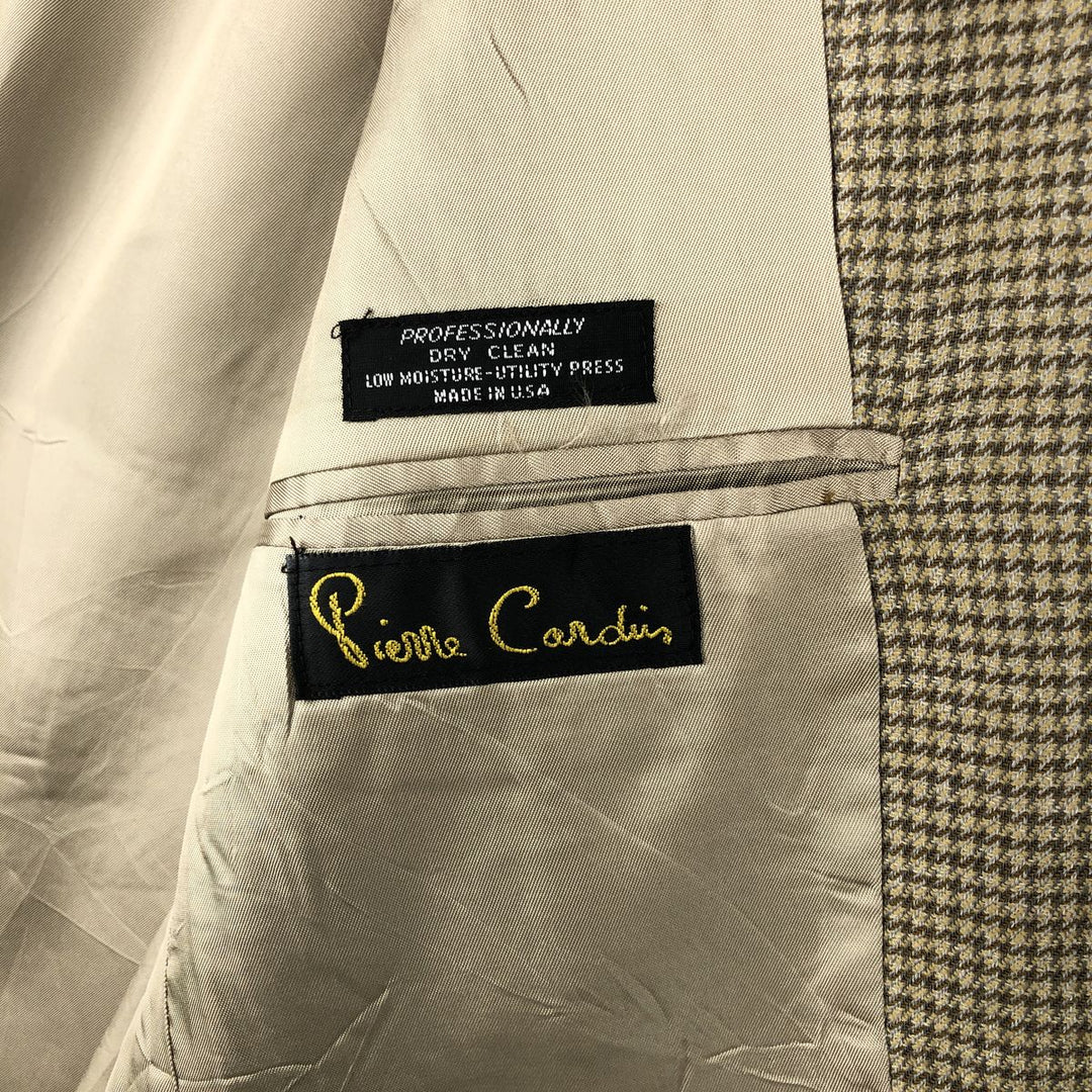 Pierre Cardin Check Pattern Tailored Jacket, Made in USA, Men's Size M (approx.) unclear Beige type Vintage Second Hand