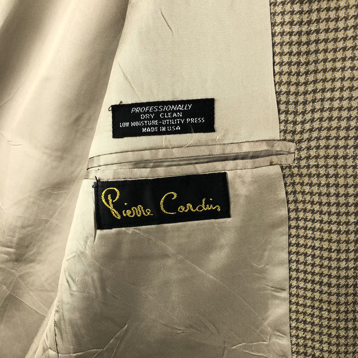 Pierre Cardin Check Pattern Tailored Jacket, Made in USA, Men's Size M (approx.) unclear Beige type Vintage Second Hand