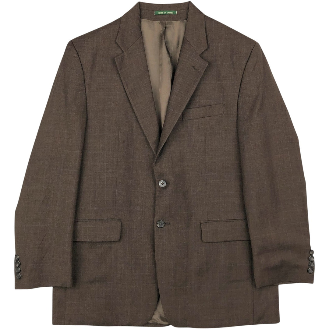 Ralph Lauren LAUREN Check Pattern Wool Tailored Jacket, Made in Canada, Men's Size XL (approx.) wool brown type Vintage Second Hand