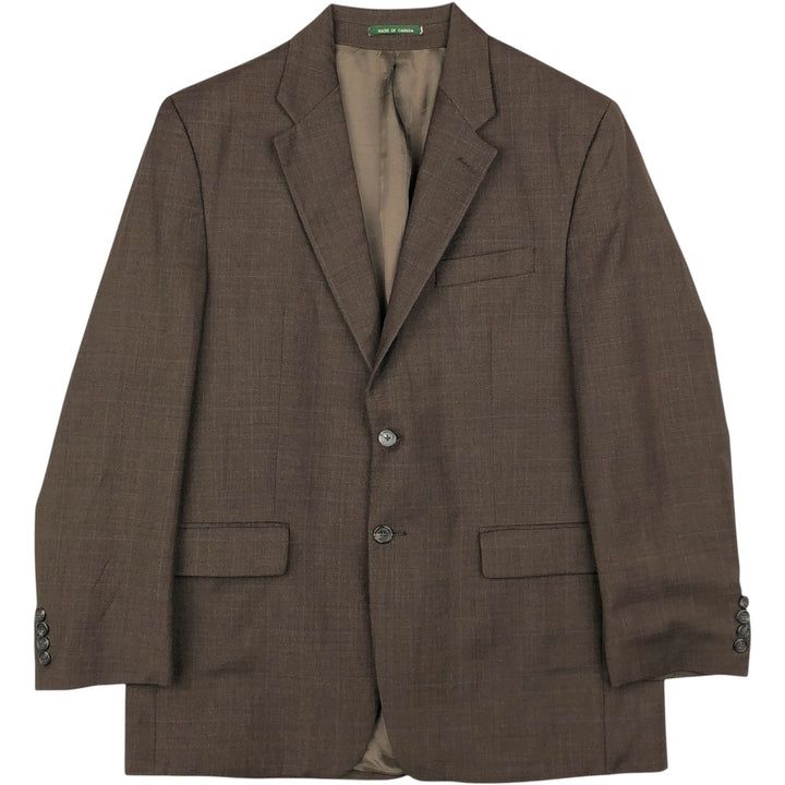 Ralph Lauren LAUREN Check Pattern Wool Tailored Jacket, Made in Canada, Men's Size XL (approx.) wool brown type Vintage Second Hand