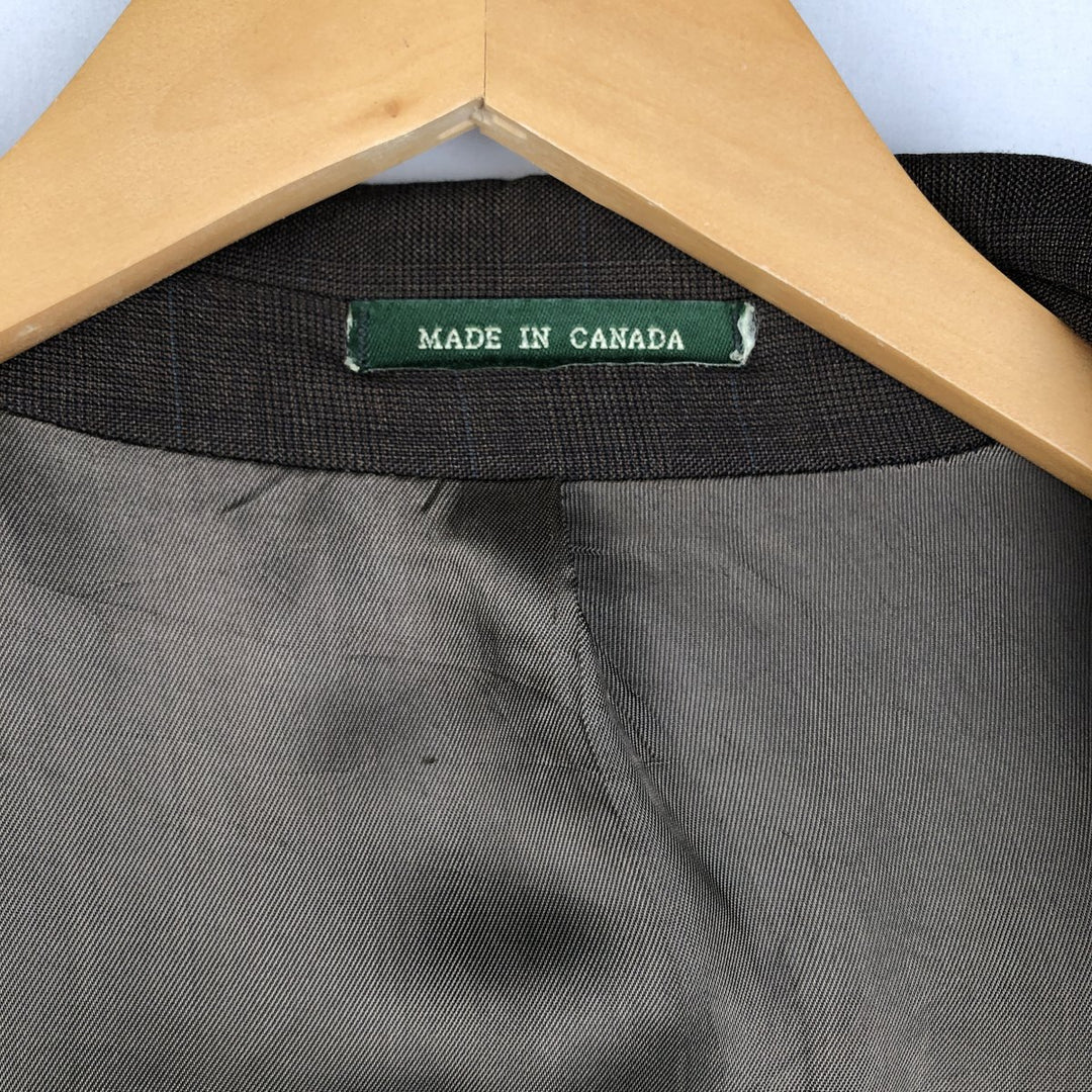 Ralph Lauren LAUREN Check Pattern Wool Tailored Jacket, Made in Canada, Men's Size XL (approx.) wool brown type Vintage Second Hand