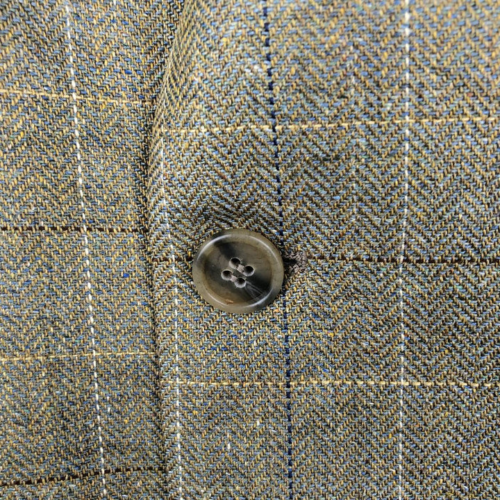 Brooks Brothers Check Pattern Silk Tailored Jacket, Men's Size L (approx.) silk Khaki type sage green Vintage Second Hand