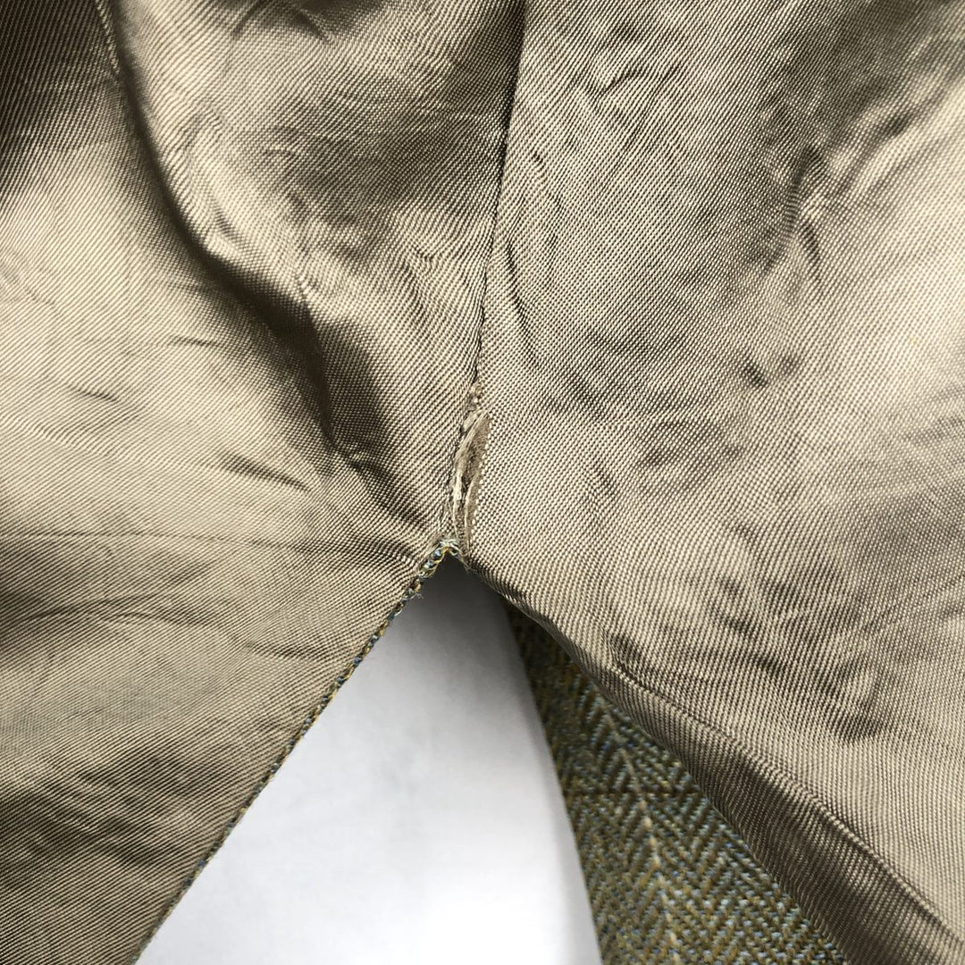 Brooks Brothers Check Pattern Silk Tailored Jacket, Men's Size L (approx.) silk Khaki type sage green Vintage Second Hand