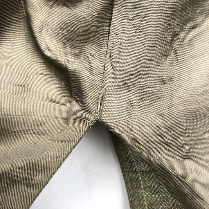 Brooks Brothers Check Pattern Silk Tailored Jacket, Men's Size L (approx.) silk Khaki type sage green Vintage Second Hand