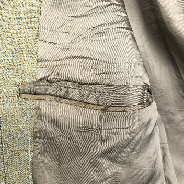 Brooks Brothers Check Pattern Silk Tailored Jacket, Men's Size L (approx.) silk Khaki type sage green Vintage Second Hand