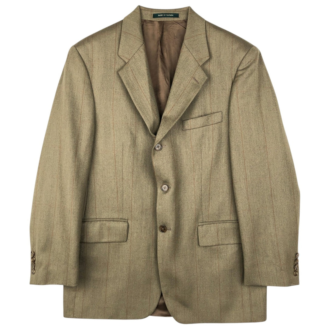 Ralph Lauren Stripe Pattern Alpaca Blend Wool Tailored Jacket, Made in Canada, Men's Size XL (approx.) wool Khaki type sage green Vintage Second Hand