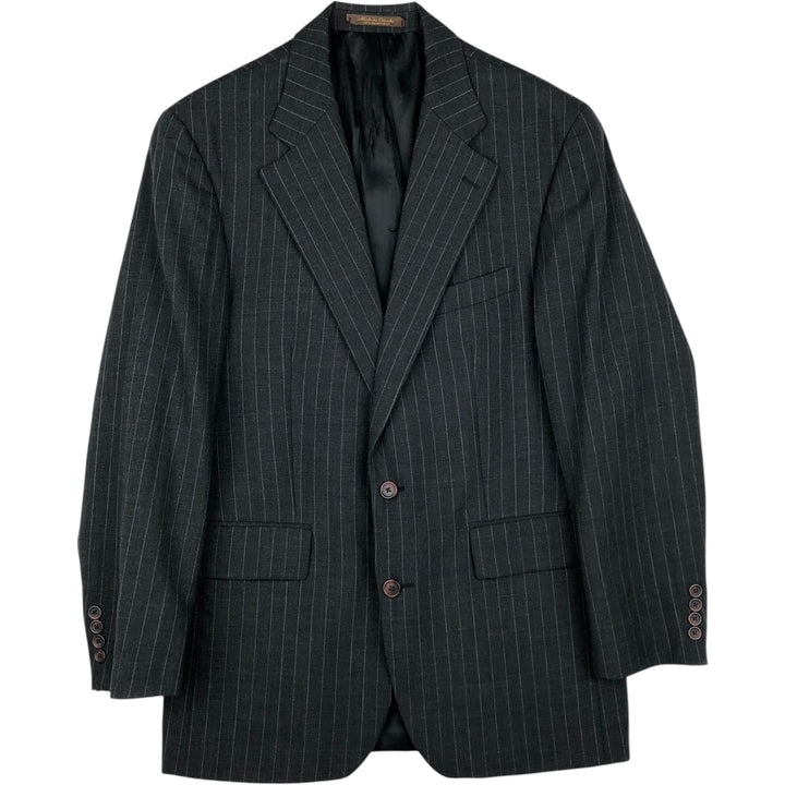 80s-90'S Ralph Lauren POLO UNIVERSITY CLUB Stripe Pattern Wool Tailored Jacket, Made in Canada, Men's Size L (approx.) wool gray type Vintage Second Hand