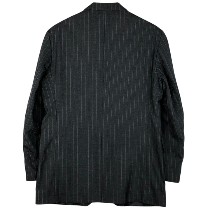 80s-90'S Ralph Lauren POLO UNIVERSITY CLUB Stripe Pattern Wool Tailored Jacket, Made in Canada, Men's Size L (approx.) wool gray type Vintage Second Hand