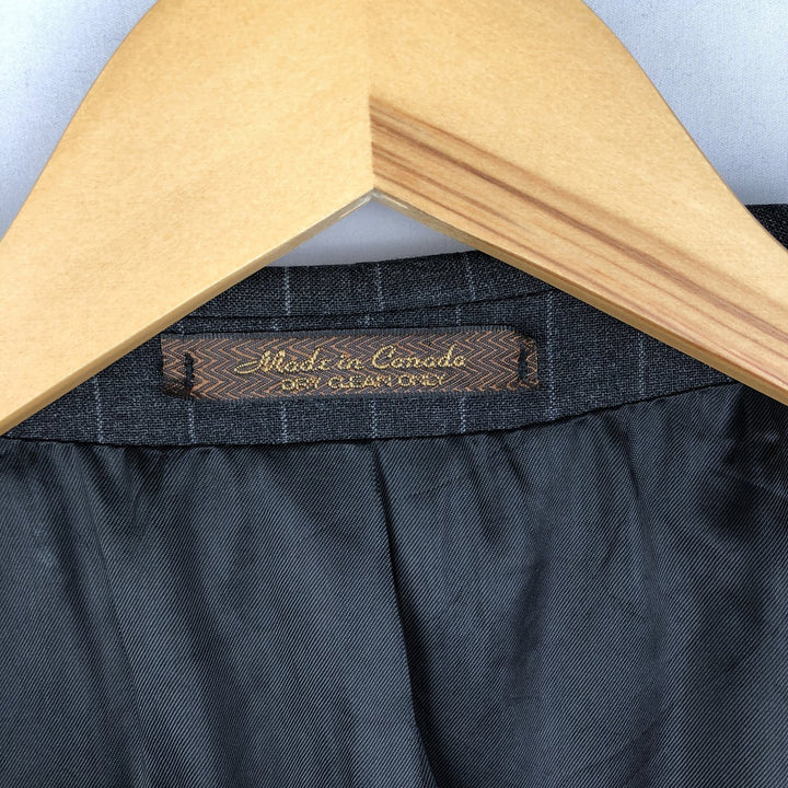 80s-90'S Ralph Lauren POLO UNIVERSITY CLUB Stripe Pattern Wool Tailored Jacket, Made in Canada, Men's Size L (approx.) wool gray type Vintage Second Hand