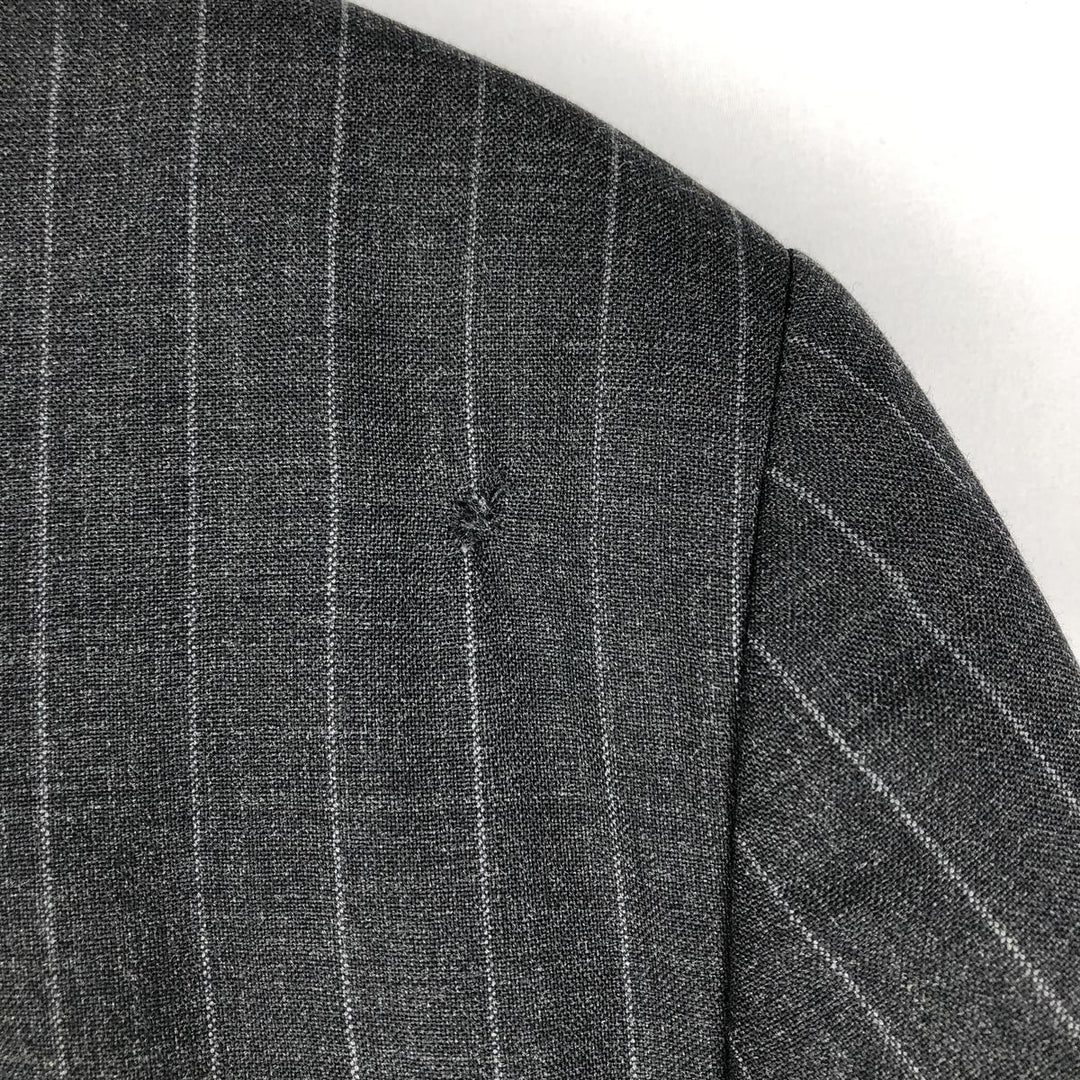 80s-90'S Ralph Lauren POLO UNIVERSITY CLUB Stripe Pattern Wool Tailored Jacket, Made in Canada, Men's Size L (approx.) wool gray type Vintage Second Hand