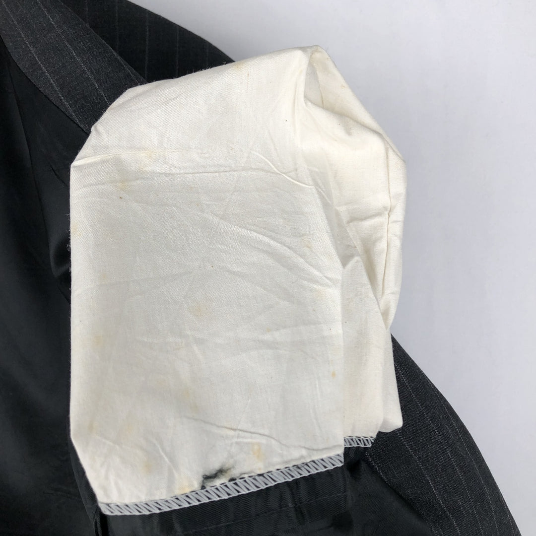 80s-90'S Ralph Lauren POLO UNIVERSITY CLUB Stripe Pattern Wool Tailored Jacket, Made in Canada, Men's Size L (approx.) wool gray type Vintage Second Hand