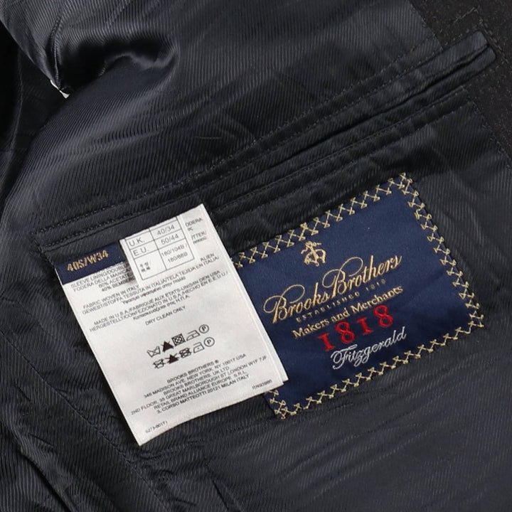 Brooks Brothers 1818 Fitzgerald Wool Tailored Jacket, Made in USA, Men's Size M (approx.) wool black type Vintage Second Hand