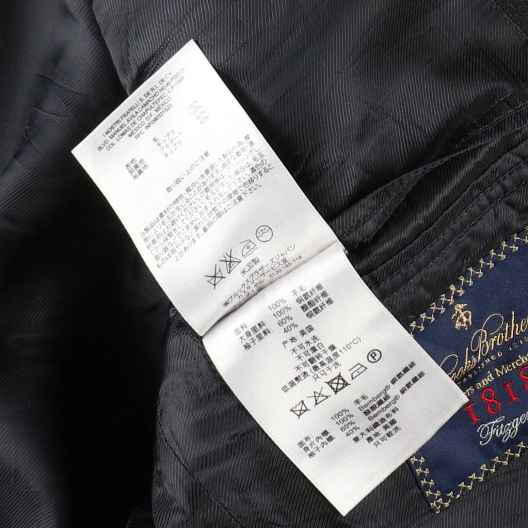 Brooks Brothers 1818 Fitzgerald Wool Tailored Jacket, Made in USA, Men's Size M (approx.) wool black type Vintage Second Hand