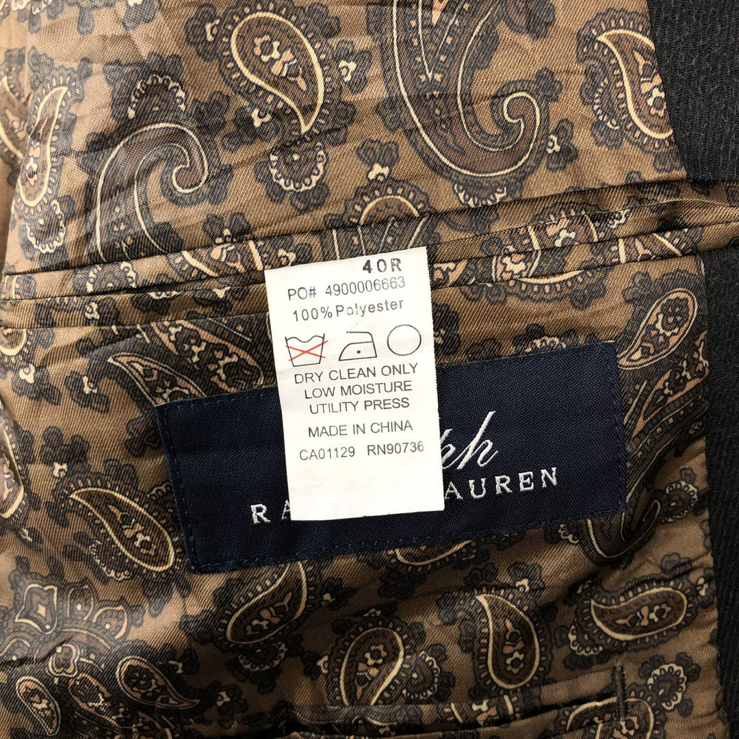 Ralph Lauren tailored jacket, men's size L (approx.) polyester black type Vintage Second Hand