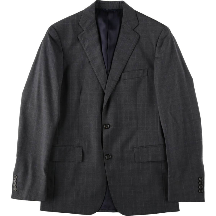 Brooks Brothers 1818 Regent Check Pattern Wool Tailored Jacket, Made in Italy, Men's Size M (approx.) wool gray type Vintage Second Hand
