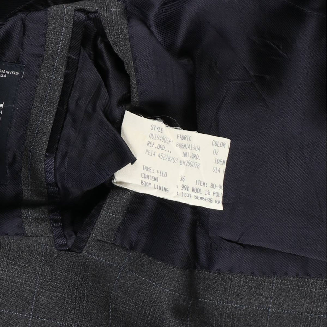 Brooks Brothers 1818 Regent Check Pattern Wool Tailored Jacket, Made in Italy, Men's Size M (approx.) wool gray type Vintage Second Hand