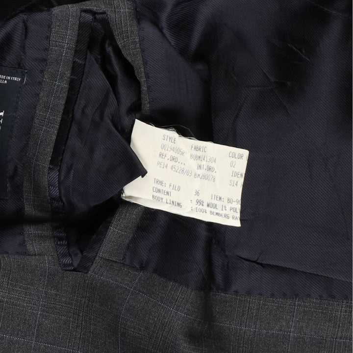 Brooks Brothers 1818 Regent Check Pattern Wool Tailored Jacket, Made in Italy, Men's Size M (approx.) wool gray type Vintage Second Hand
