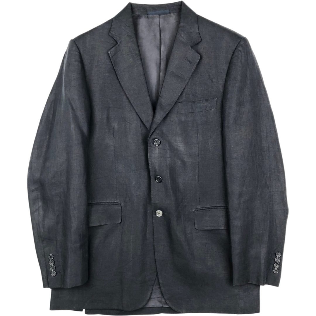Aquascutum linen tailored jacket, men's size XL (approx.) linen navy blue type Vintage Second Hand