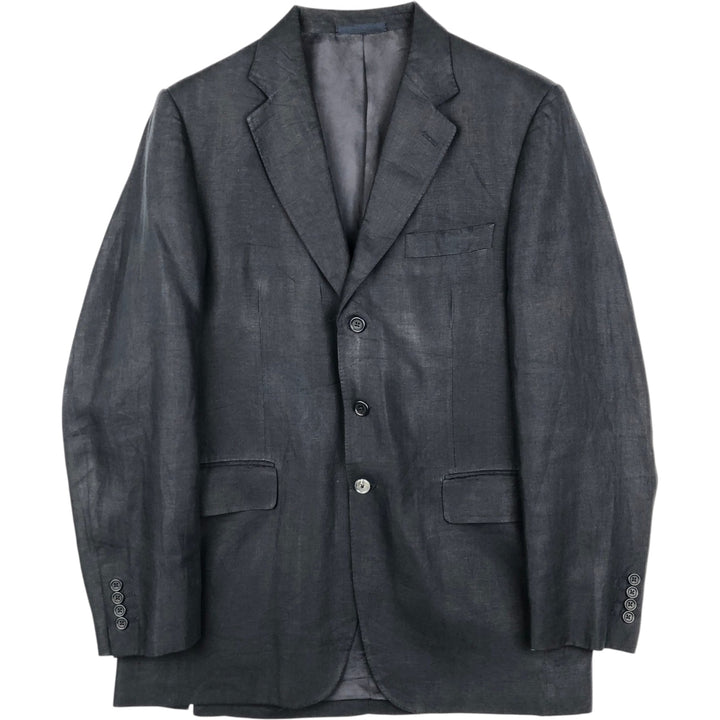 Aquascutum linen tailored jacket, men's size XL (approx.) linen navy blue type Vintage Second Hand