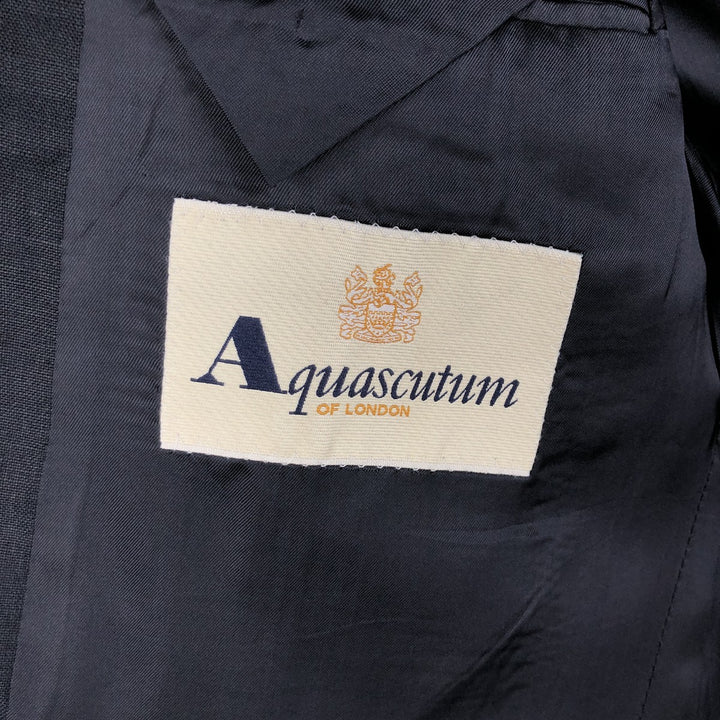 Aquascutum linen tailored jacket, men's size XL (approx.) linen navy blue type Vintage Second Hand
