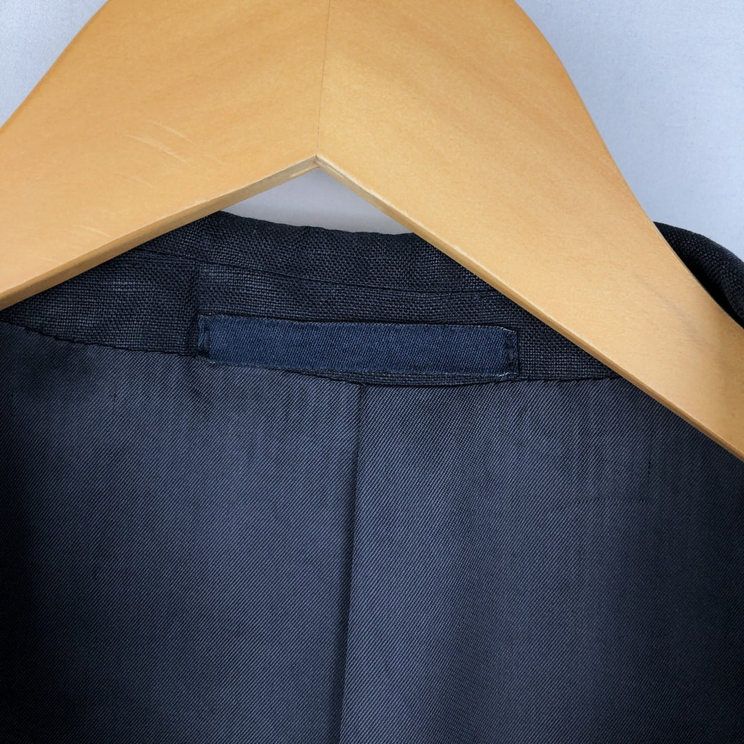 Aquascutum linen tailored jacket, men's size XL (approx.) linen navy blue type Vintage Second Hand