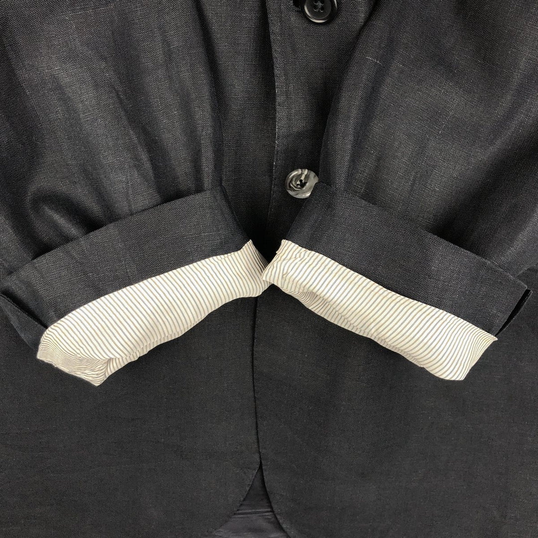 Aquascutum linen tailored jacket, men's size XL (approx.) linen navy blue type Vintage Second Hand