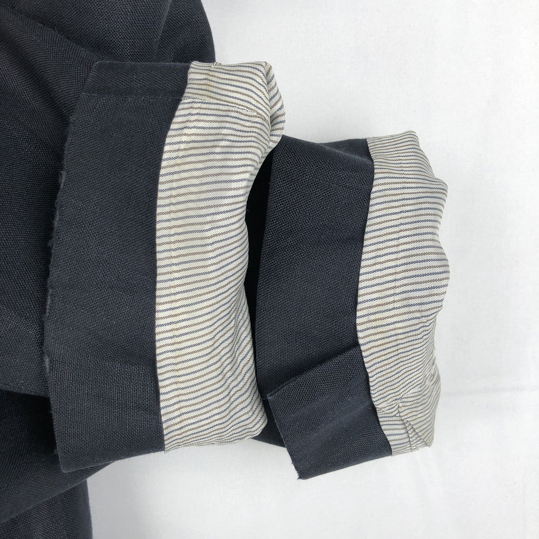 Aquascutum linen tailored jacket, men's size XL (approx.) linen navy blue type Vintage Second Hand
