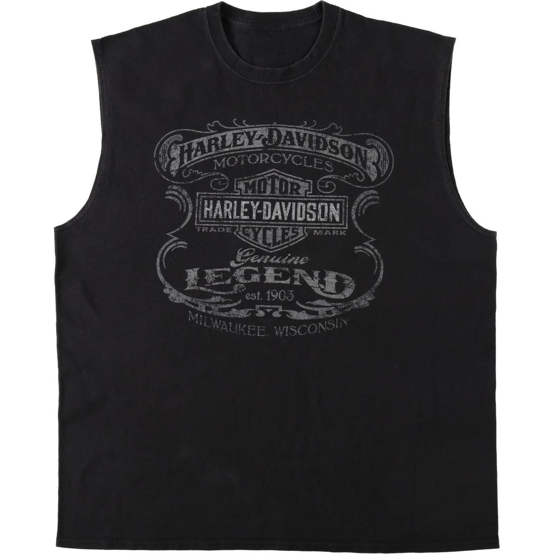 Harley-Davidson Sleeveless Motorcycle Bike T-shirt Men's XL unclear black type Vintage Second Hand