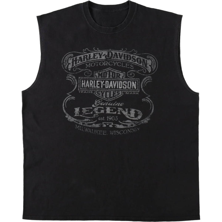Harley-Davidson Sleeveless Motorcycle Bike T-shirt Men's XL unclear black type Vintage Second Hand
