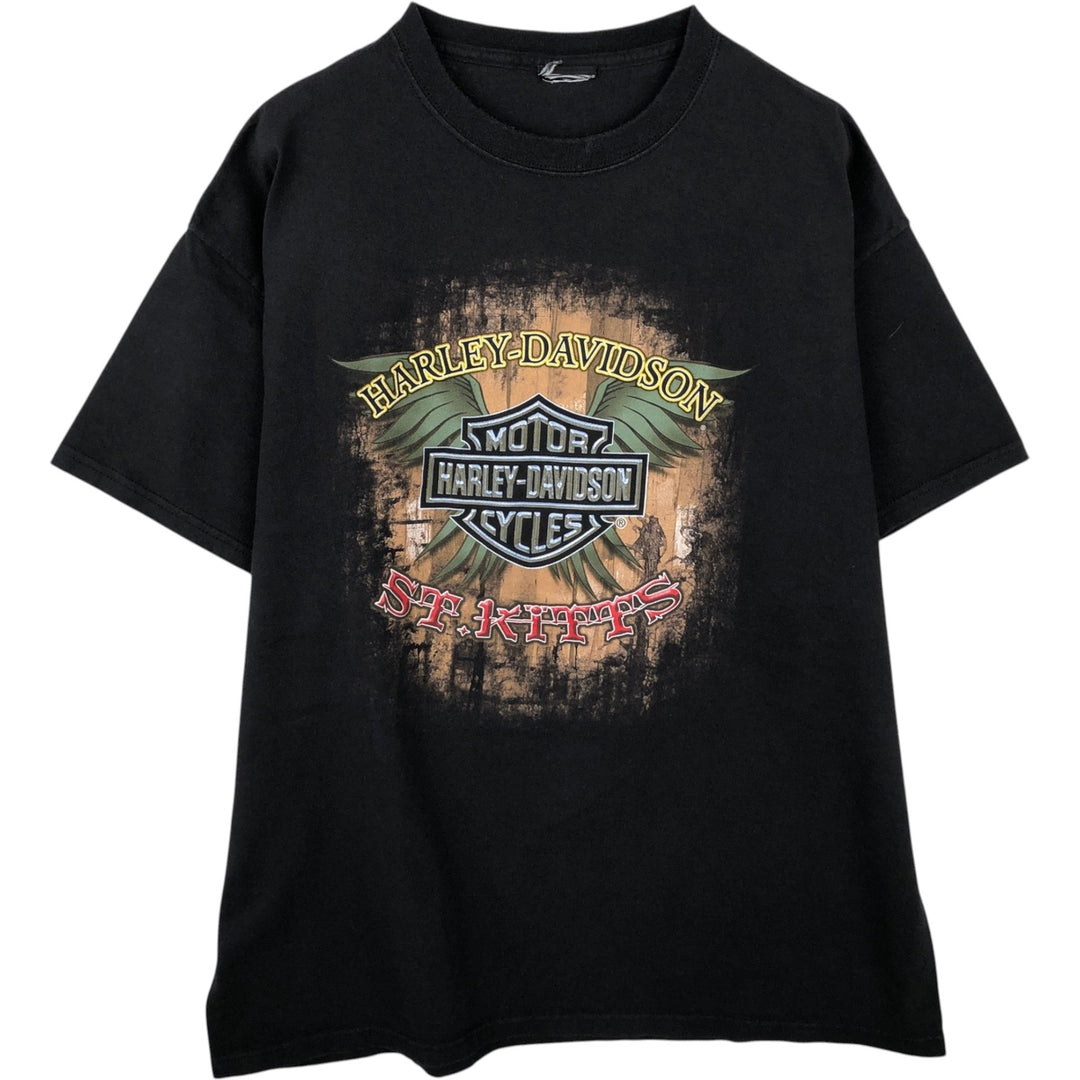 Harley-Davidson Skull Pattern with Wings, Motorcycle T-Shirt, Men's, Size XL unclear black type Vintage Second Hand