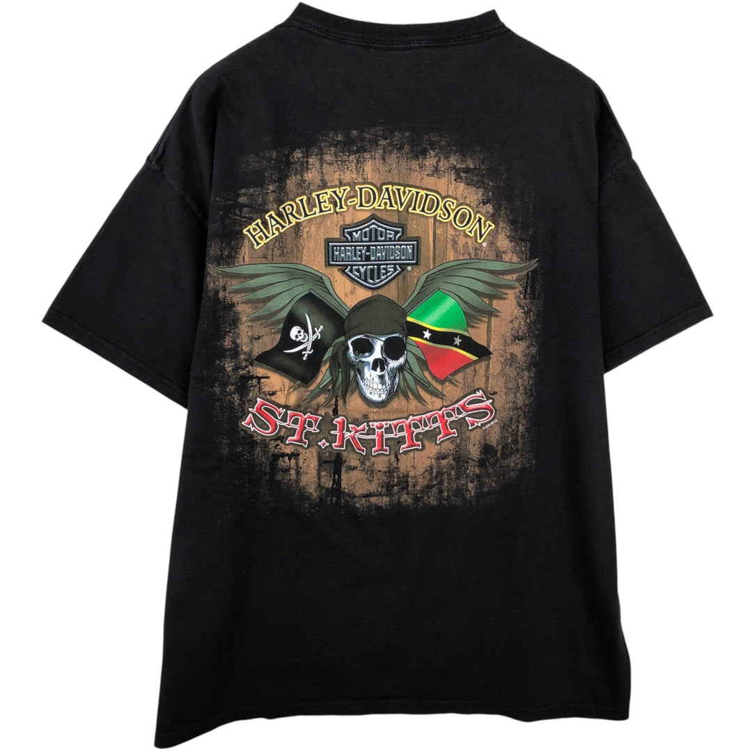 Harley-Davidson Skull Pattern with Wings, Motorcycle T-Shirt, Men's, Size XL unclear black type Vintage Second Hand