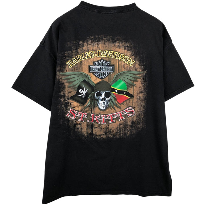 Harley-Davidson Skull Pattern with Wings, Motorcycle T-Shirt, Men's, Size XL unclear black type Vintage Second Hand