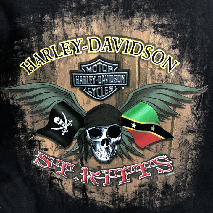 Harley-Davidson Skull Pattern with Wings, Motorcycle T-Shirt, Men's, Size XL unclear black type Vintage Second Hand
