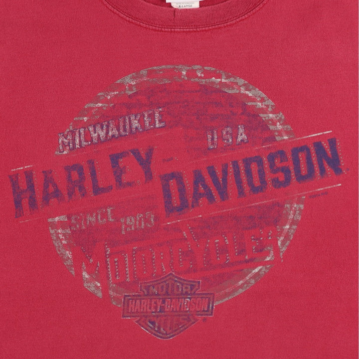 Harley-Davidson Motorcycle Bike T-shirt, Men's XL size cotton red type Vintage Second Hand